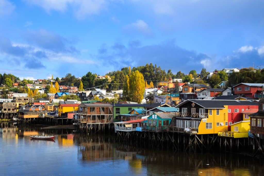 palafito castro traditional houses on stilts chiloé island south chile lake region