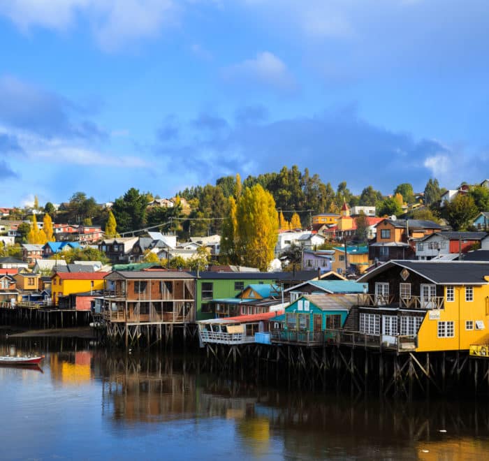 palafito castro traditional houses on stilts chiloé island south chile lake region