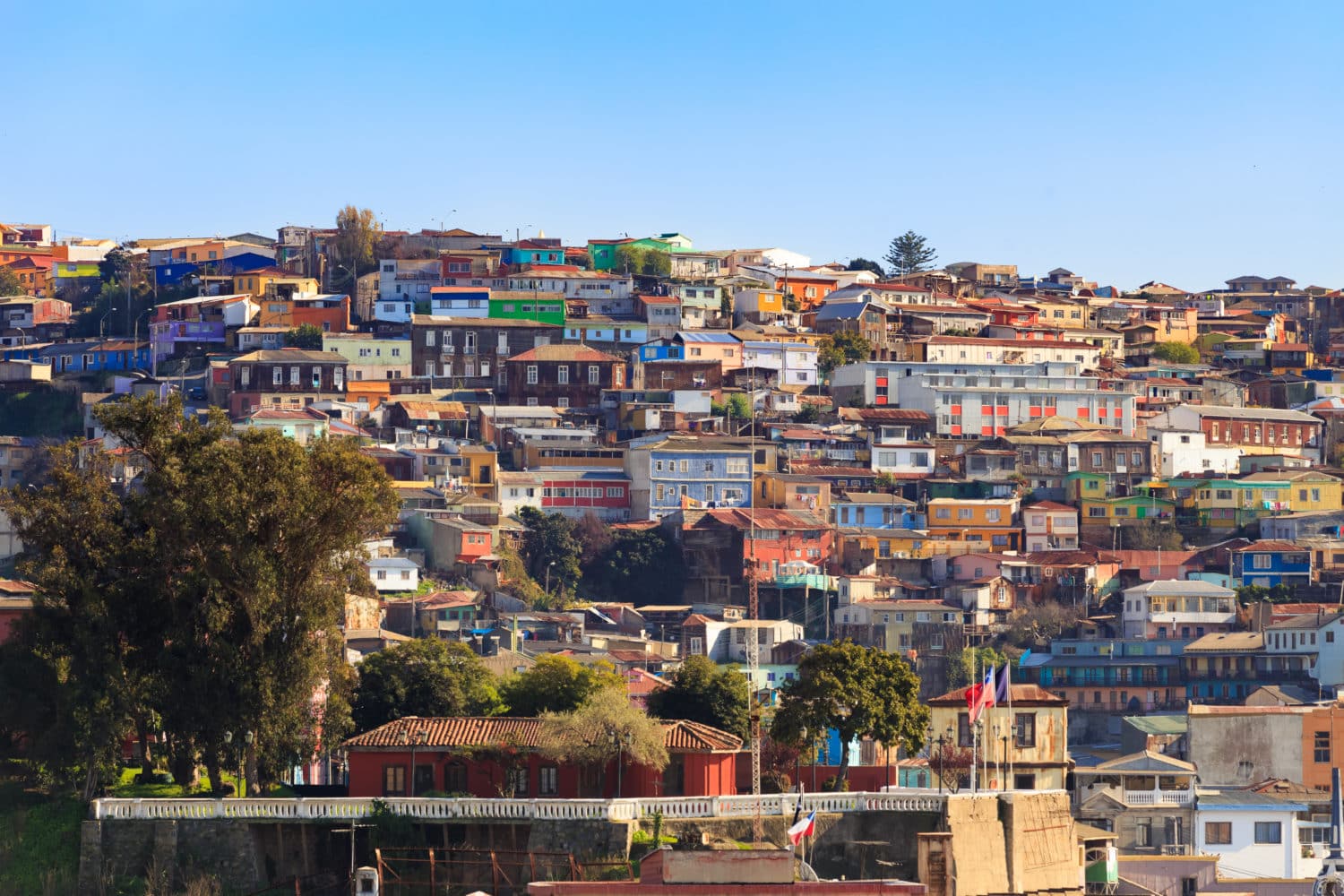 Vue des maisons colorées de Valparaíso