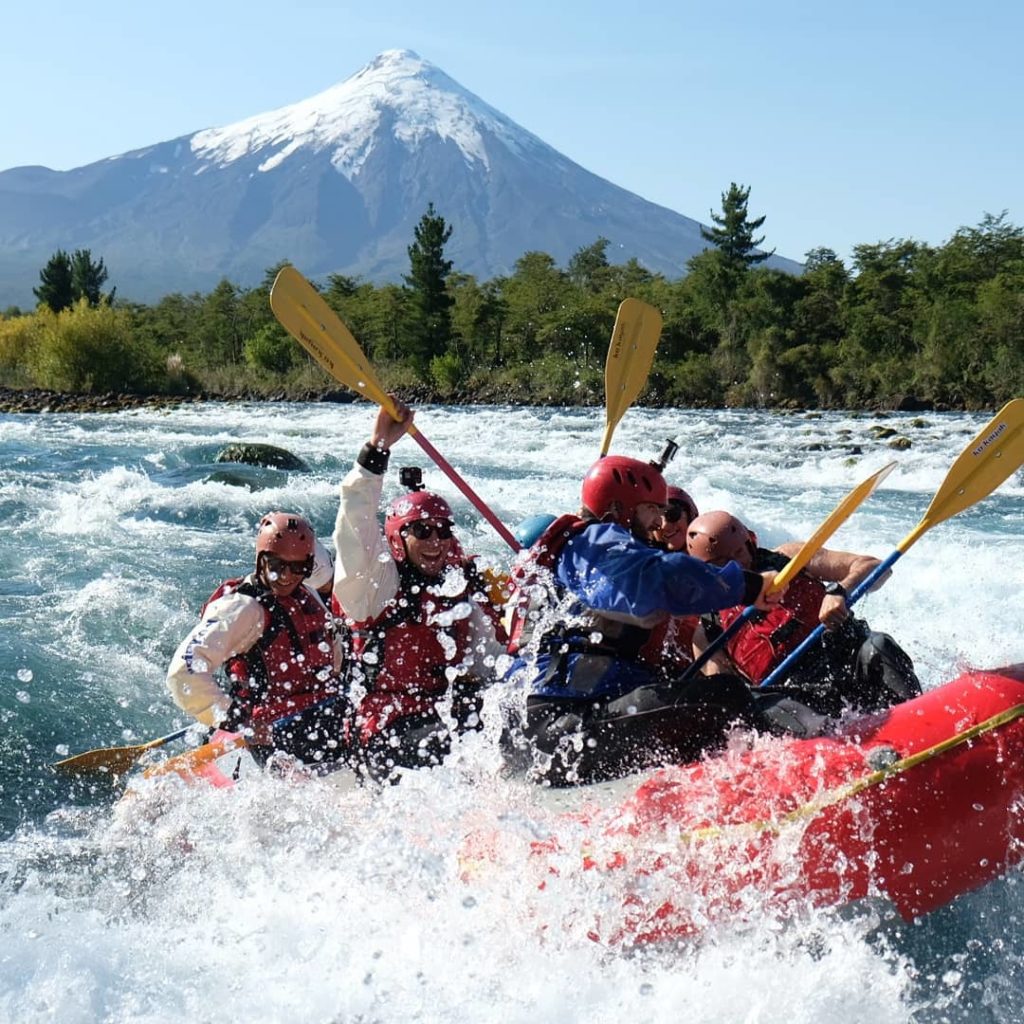 Rafting on the Rio with a view of the volcano